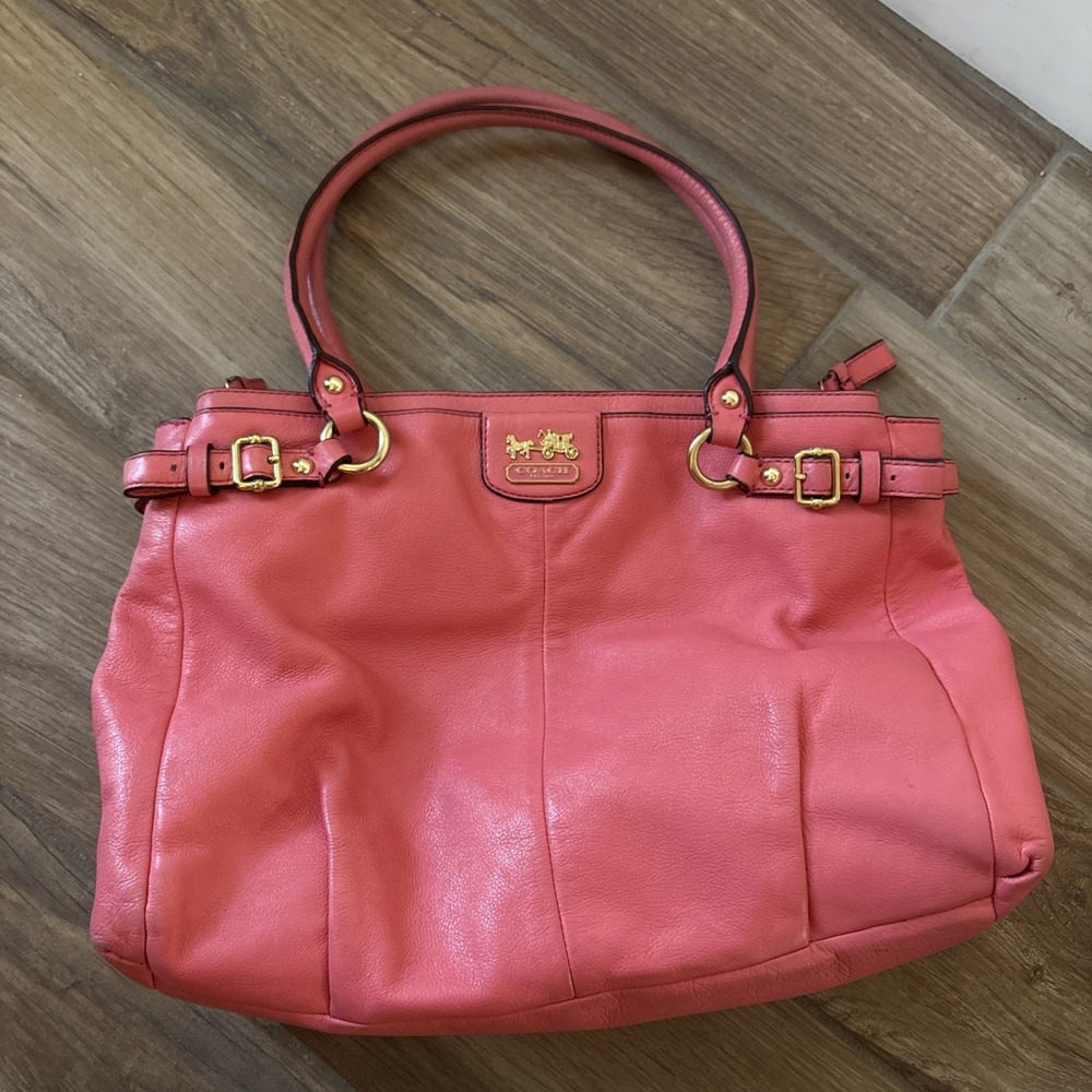 Coach Madison Kara Pink Leather Carryall Shoulder Bag 22262